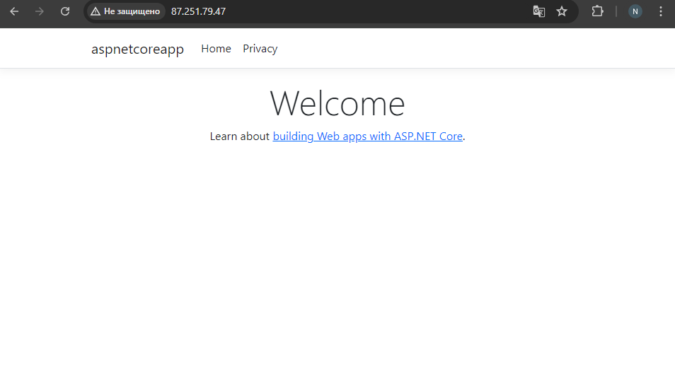 Домашняя страница ASP.NET Core на обедоступном ip адресе